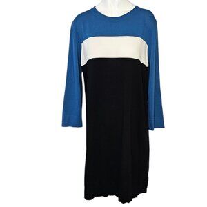 Diane Von Furstenberg Aina Color Block Mini Dress, 3/4 Sleeve, Stretch, Size L